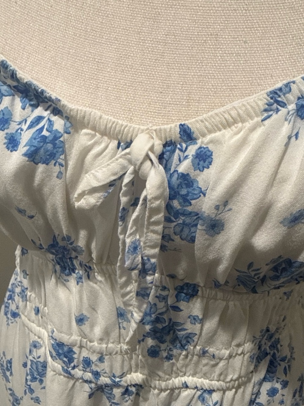 Hollister White Chemise with Blue Floral Print